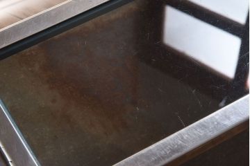 レトロ家具　和製アンティーク　レトロな味わい　シャビーな魅力の駄菓子屋さんブリキガラスケース