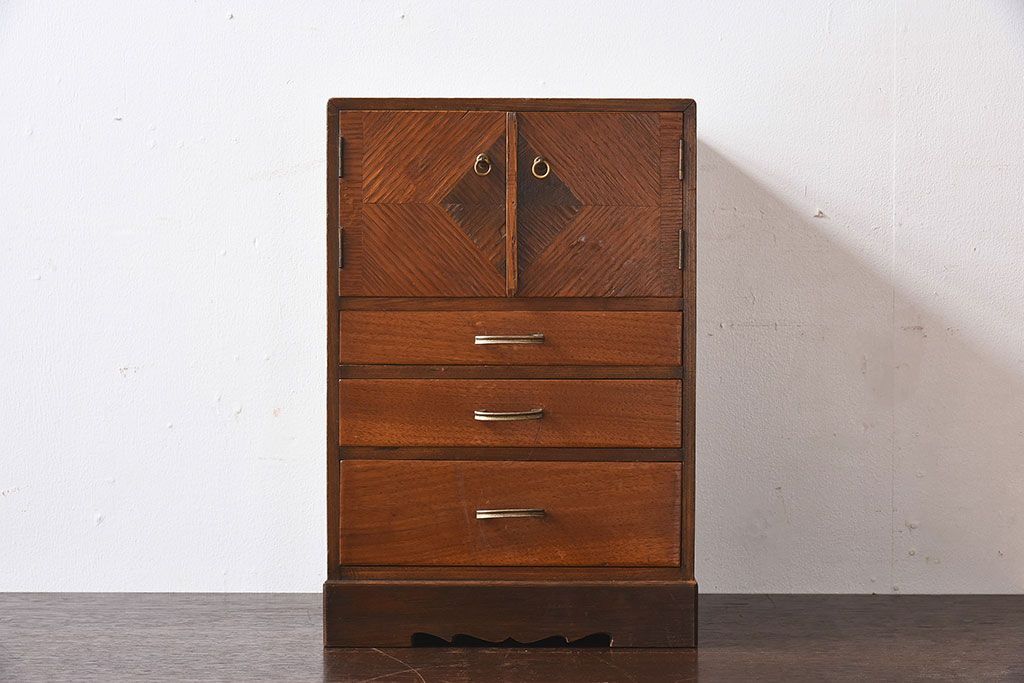 レトロ家具　昭和レトロ　観音扉付き!小さなアンティーク小引き出し