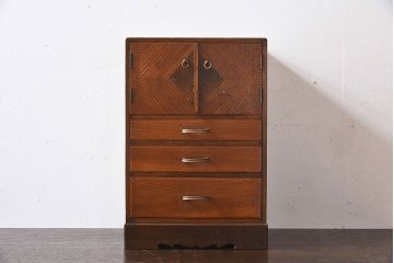レトロ家具　昭和レトロ　観音扉付き!小さなアンティーク小引き出し