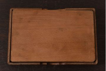 アンティーク雑貨　古いナラ材の小物収納文箱(木箱・小箱・収納箱)　和製アンティーク