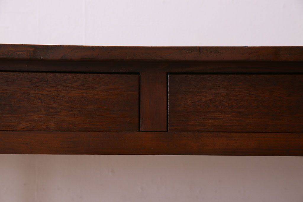 アンティーク家具　両面引き出し付き　アンティーク　古い木製のシンプルな作業台(平机・テーブル)