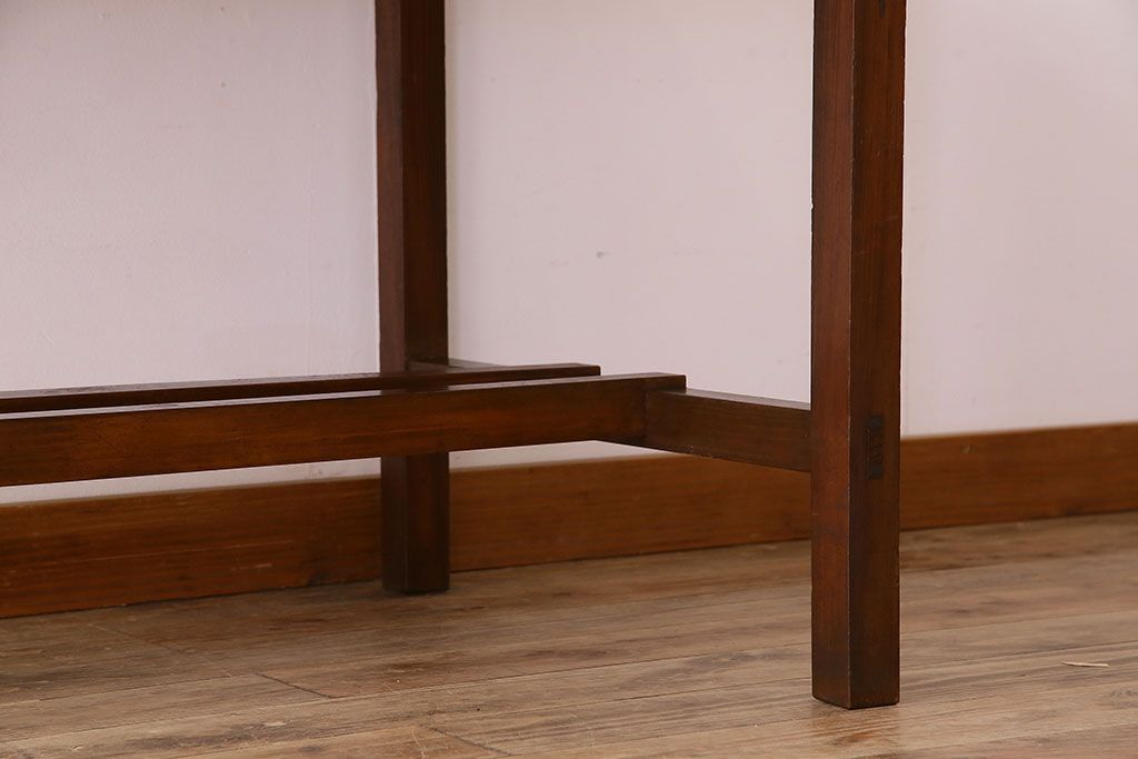 アンティーク家具　両面引き出し付き　アンティーク　古い木製のシンプルな作業台(平机・テーブル)