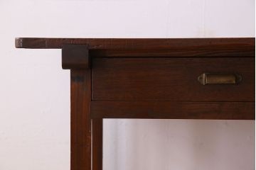 アンティーク家具　両面引き出し付き　アンティーク　古い木製のシンプルな作業台(平机・テーブル)