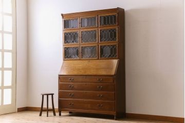 アンティーク家具　特注品　特大サイズ　Minty Oxford(ミンティ オックスフォード)社製!スタッキングブックケース付きライティングビューロー