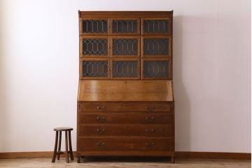 アンティーク家具　特注品　特大サイズ　Minty Oxford(ミンティ オックスフォード)社製!スタッキングブックケース付きライティングビューロー