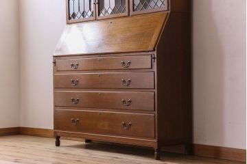 アンティーク家具　特注品　特大サイズ　Minty Oxford(ミンティ オックスフォード)社製!スタッキングブックケース付きライティングビューロー