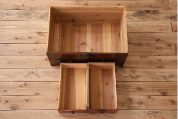 アンティーク家具　明治大正期　古民具・骨董　玉杢!前面欅材の上品な重ね箪笥