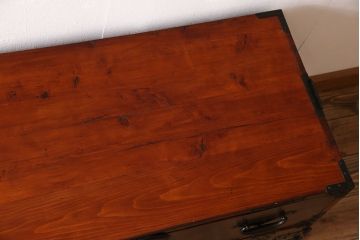 アンティーク家具　明治大正期　古民具・骨董　玉杢!前面欅材の上品な重ね箪笥