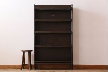 アンティーク家具　イギリスアンティーク　グローブヴェルニッケ社製　ステンドグラス扉の上品なスタッキングブックケース