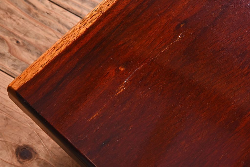 アンティーク雑貨　民芸家具　一枚板!木味のぬくもりがある花梨材の小さな花台(カリン材)