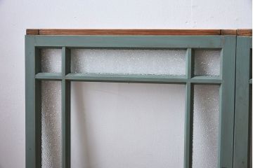 レトロなデザイン　ダイヤガラス入り!お洒落で味わいあるペイントガラス戸4枚セット(窓)