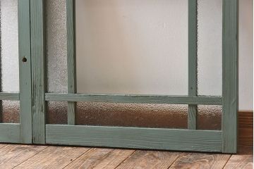 レトロなデザイン　ダイヤガラス入り!お洒落で味わいあるペイントガラス戸4枚セット(窓)