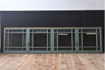 レトロなデザイン　ダイヤガラス入り!お洒落で味わいあるペイントガラス戸4枚セット(窓)