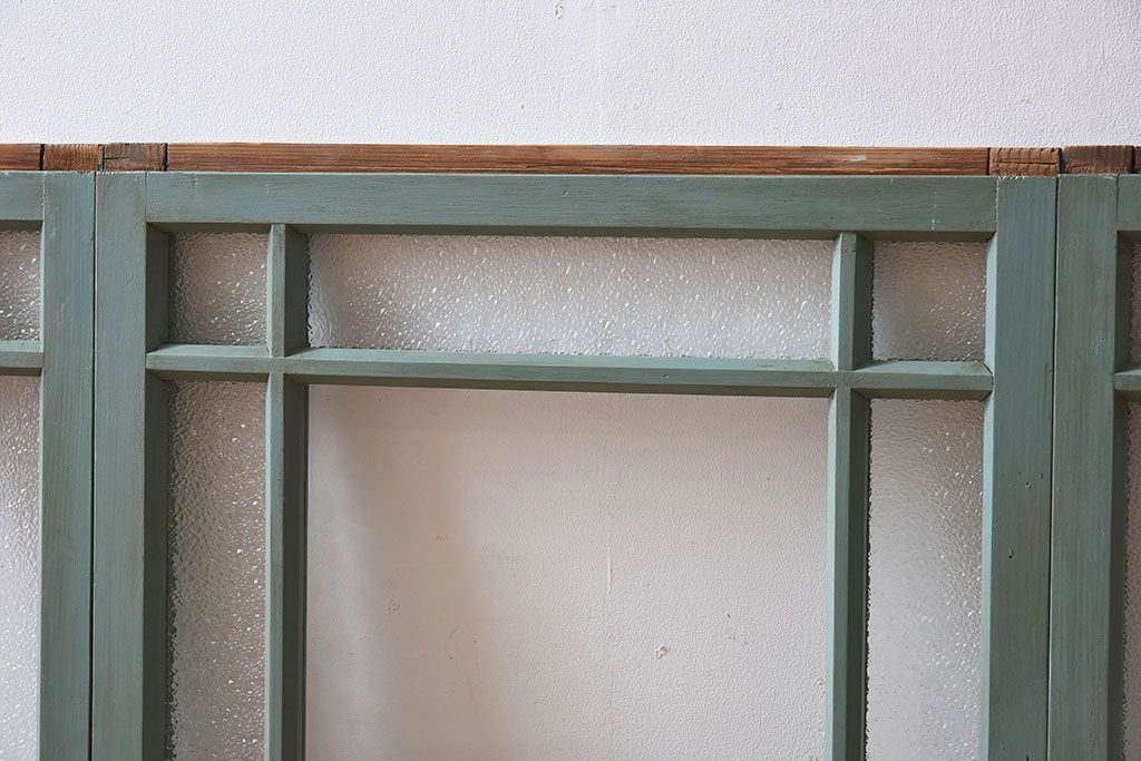 レトロなデザイン　ダイヤガラス入り!お洒落で味わいあるペイントガラス戸4枚セット(窓)