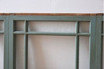 レトロなデザイン　ダイヤガラス入り!お洒落で味わいあるペイントガラス戸4枚セット(窓)