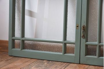 レトロなデザイン　ダイヤガラス入り!お洒落で味わいあるペイントガラス戸4枚セット(窓)