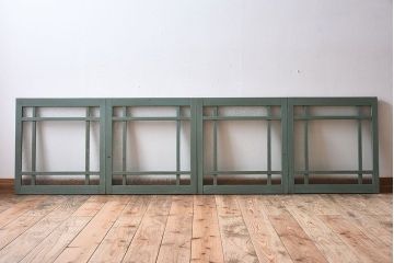 レトロなデザイン　ダイヤガラス入り!お洒落で味わいあるペイントガラス戸4枚セット(窓)