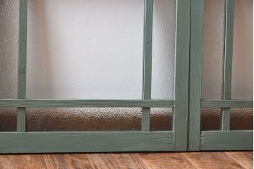 レトロなデザイン　ダイヤガラス入り!お洒落で味わいあるペイントガラス戸4枚セット(窓)