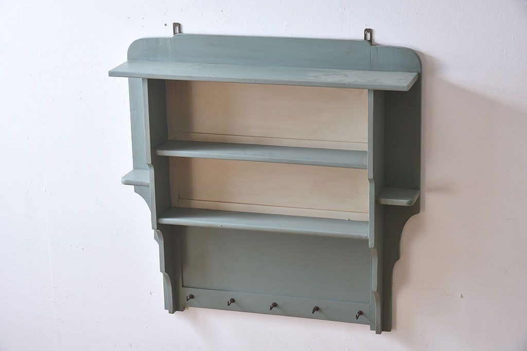 レトロ家具 フランスアンティーク レトロな色合いのお洒落なウォールラック(壁掛け飾り棚)