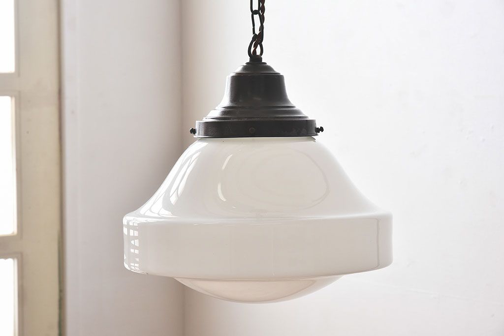 和製アンティーク　昭和レトロのおしゃれなガラスシェード照明(天井照明)