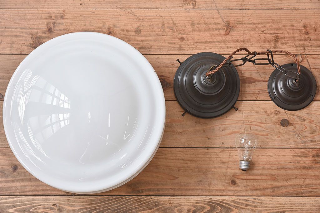 和製アンティーク　昭和レトロのおしゃれなガラスシェード照明(天井照明)