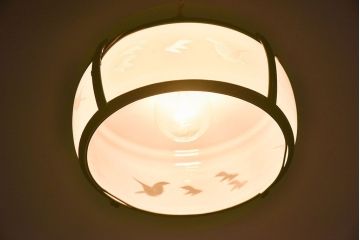 和製アンティーク　和モダン　透かし絵柄が美しいガラスシェード照明(天井照明)