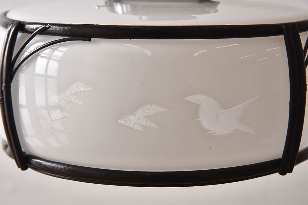 和製アンティーク　和モダン　透かし絵柄が美しいガラスシェード照明(天井照明)