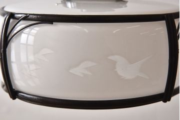 和製アンティーク　和モダン　透かし絵柄が美しいガラスシェード照明(天井照明)