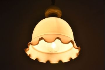 ビンテージ　ノスタルジックな雰囲気のガラスシェード照明(天井照明)