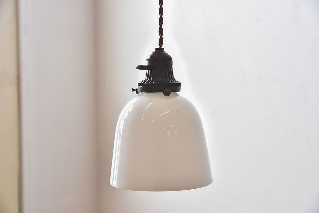 和製アンティーク　大正昭和期のレトロなガラスシェード照明(天井照明)