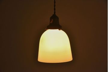 和製アンティーク　大正昭和期のレトロなガラスシェード照明(天井照明)