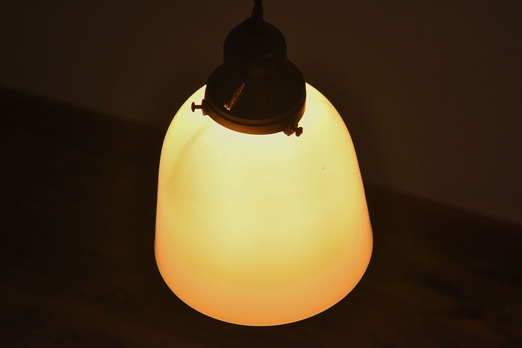 和製アンティーク　大正昭和期のレトロなガラスシェード照明(天井照明)