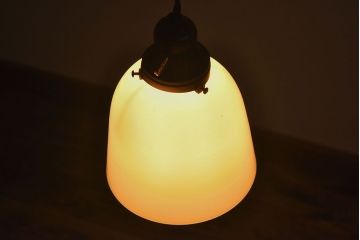 和製アンティーク　大正昭和期のレトロなガラスシェード照明(天井照明)
