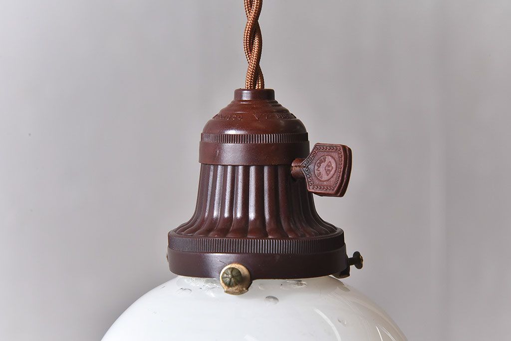 和製アンティーク　大正昭和期のレトロなガラスシェード照明(天井照明)