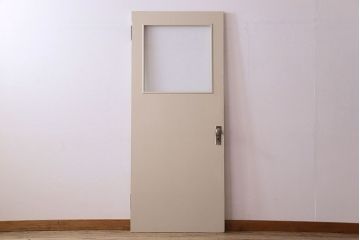 ビンテージ　結霜ガラス入り!レトロな雰囲気のペイントドア(扉)