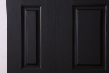 ビンテージ 花梨無垢材　珍しいデザインでシックなブラックペイントの親子ドア(扉、カリン)(1)