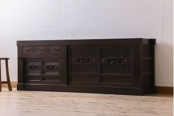 アンティーク家具　古民具・骨董　上品な佇まいの六尺水屋箪笥サイドボード(収納棚・食器棚)