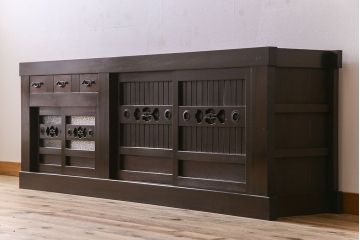 アンティーク家具　古民具・骨董　上品な佇まいの六尺水屋箪笥サイドボード(収納棚・食器棚)