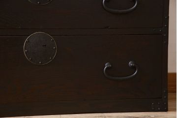 アンティーク家具　和製アンティーク　三方栗材　上品な重ね箪笥(衣装箪笥)