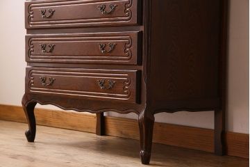 ヴィンテージ家具　オーク材製　パーケット天板!フランスビンテージのチェスト(引き出し)