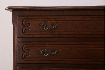 ヴィンテージ家具　オーク材製　パーケット天板!フランスビンテージのチェスト(引き出し)