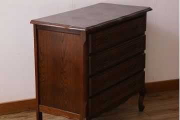 ヴィンテージ家具　オーク材製　パーケット天板!フランスビンテージのチェスト(引き出し)