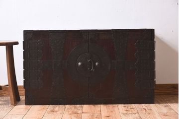 アンティーク家具　明治期　古民具・骨董　観音開き　時代箪笥ローボード(観音箪笥)