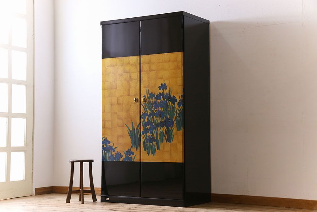 中古　尾形光琳　燕子花図(左隻)　上品な衣装箪笥(ワードローブ)(3)