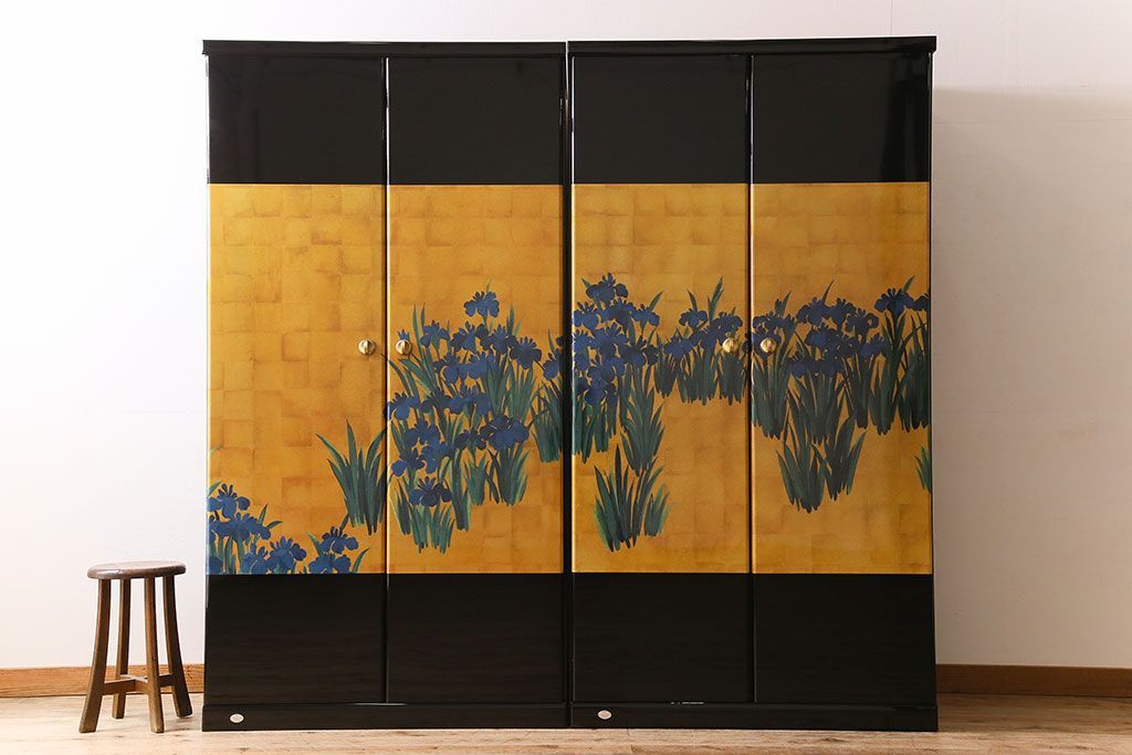 中古　尾形光琳　燕子花図(左隻)　上品な衣装箪笥(ワードローブ)(3)