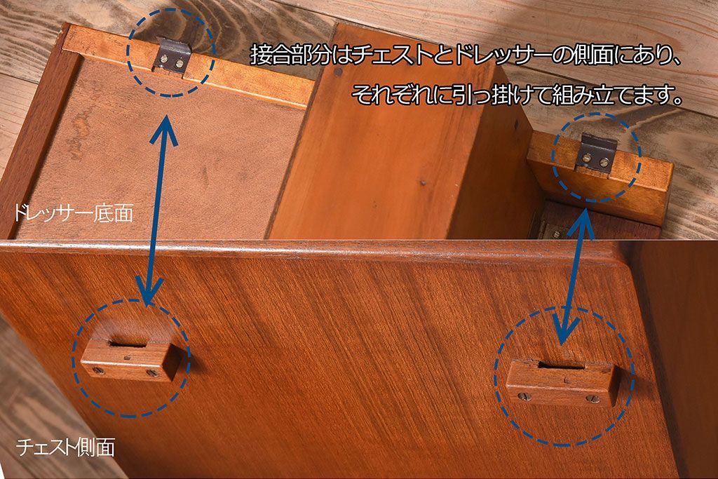 北欧家具　ビンテージ　チーク材　ドレッシングチェスト(ドレッサー)