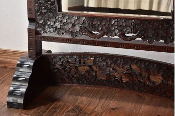 アンティーク雑貨　中古　伝統工芸　軽井沢彫　桜　姿見(大型ミラー)