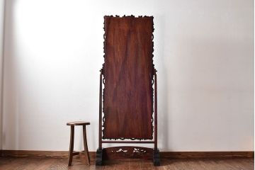 アンティーク雑貨　中古　伝統工芸　軽井沢彫　桜　姿見(大型ミラー)