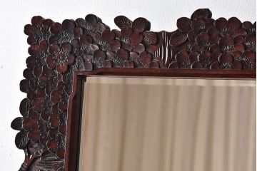 アンティーク雑貨　中古　伝統工芸　軽井沢彫　桜　姿見(大型ミラー)