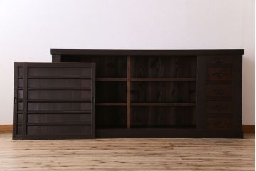 アンティーク家具　古民具・骨董　六尺　昇り引き出し付き!古い水屋箪笥サイドボード(リビングボード・テレビボード)